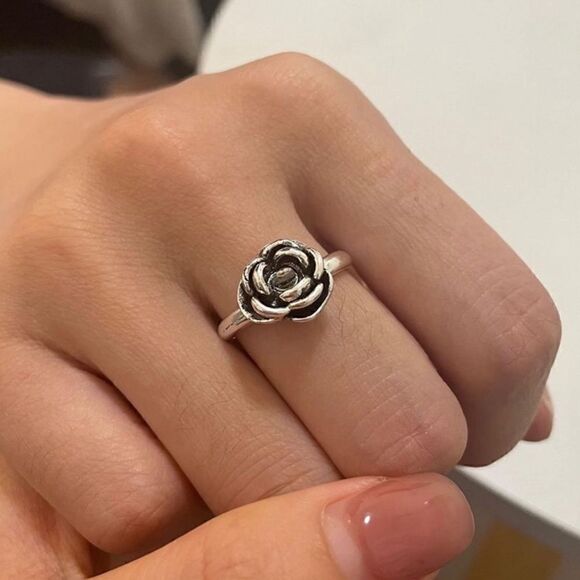 ROSE Gothic Antique Washed Silver Rose Ring Adjustable Detachable Poison - Picture 12 of 12